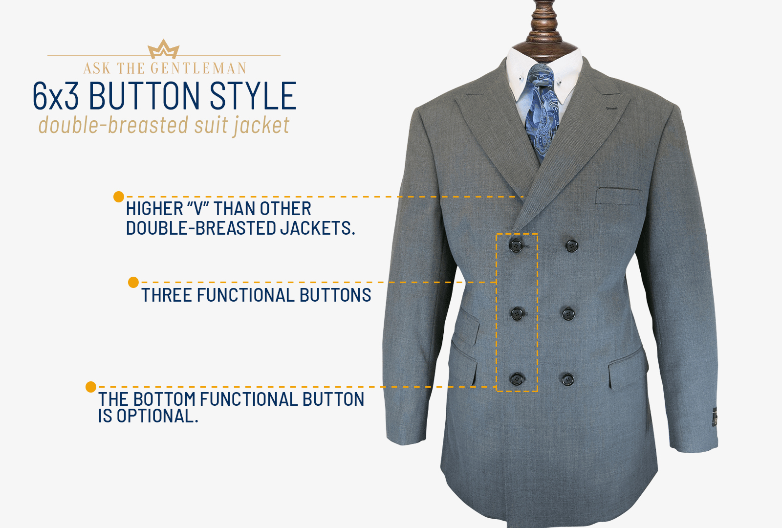 6x3 double-breasted suit jacket style