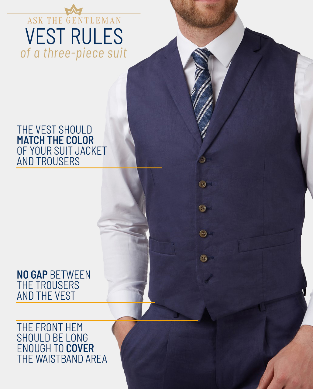 Basic rules of a three-piece suit vest