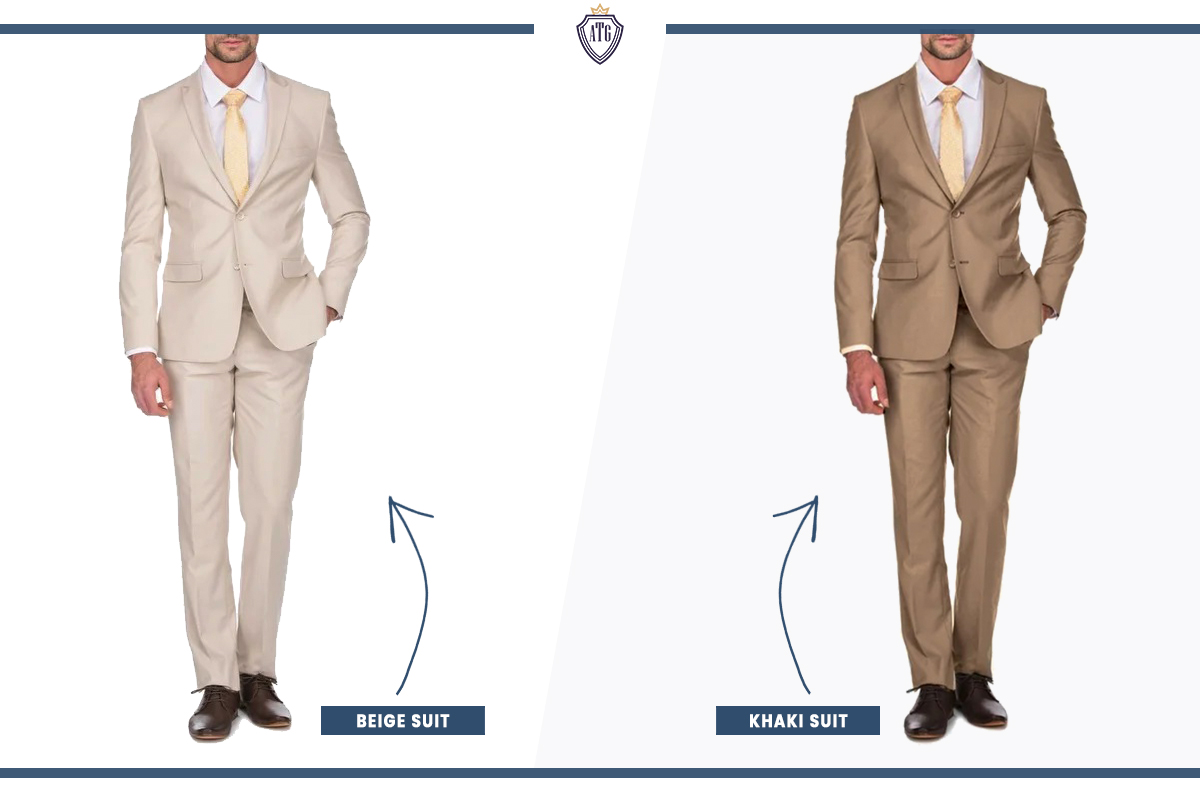 Differences between a beige suit vs. a khaki suit