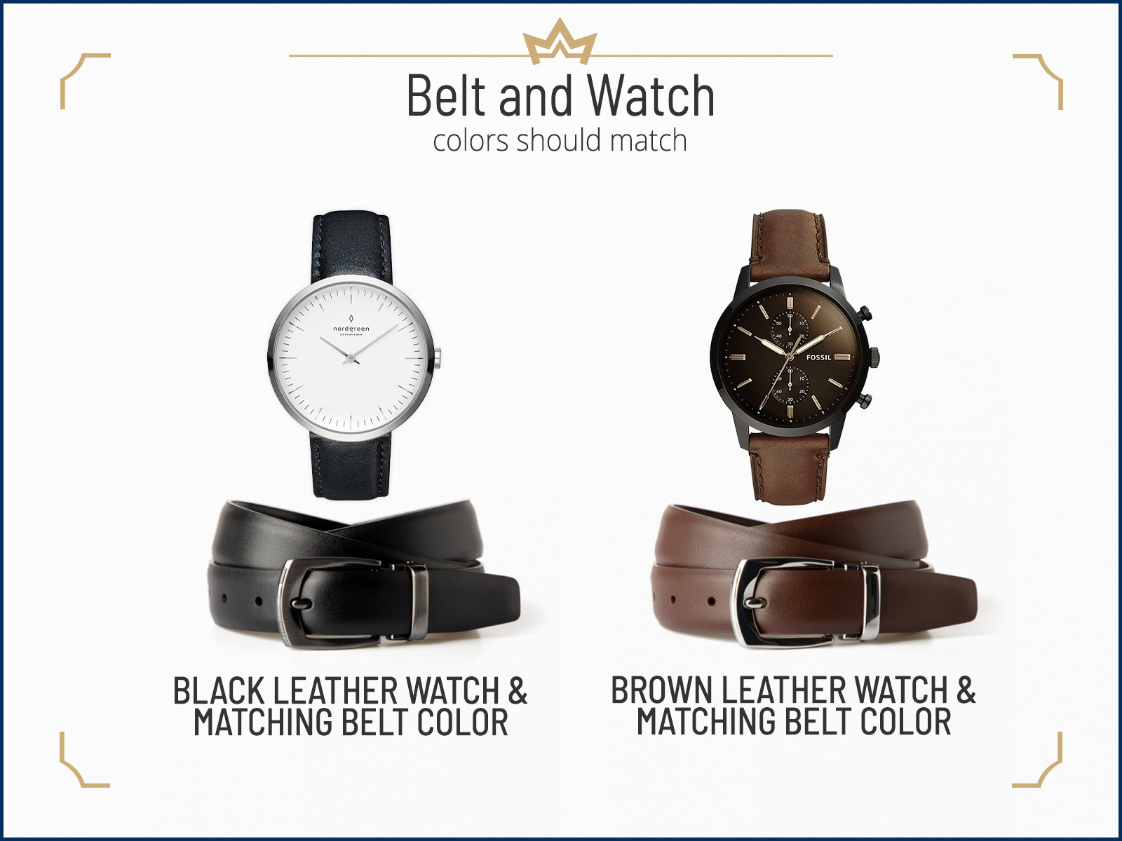 Belt and watch colors should match