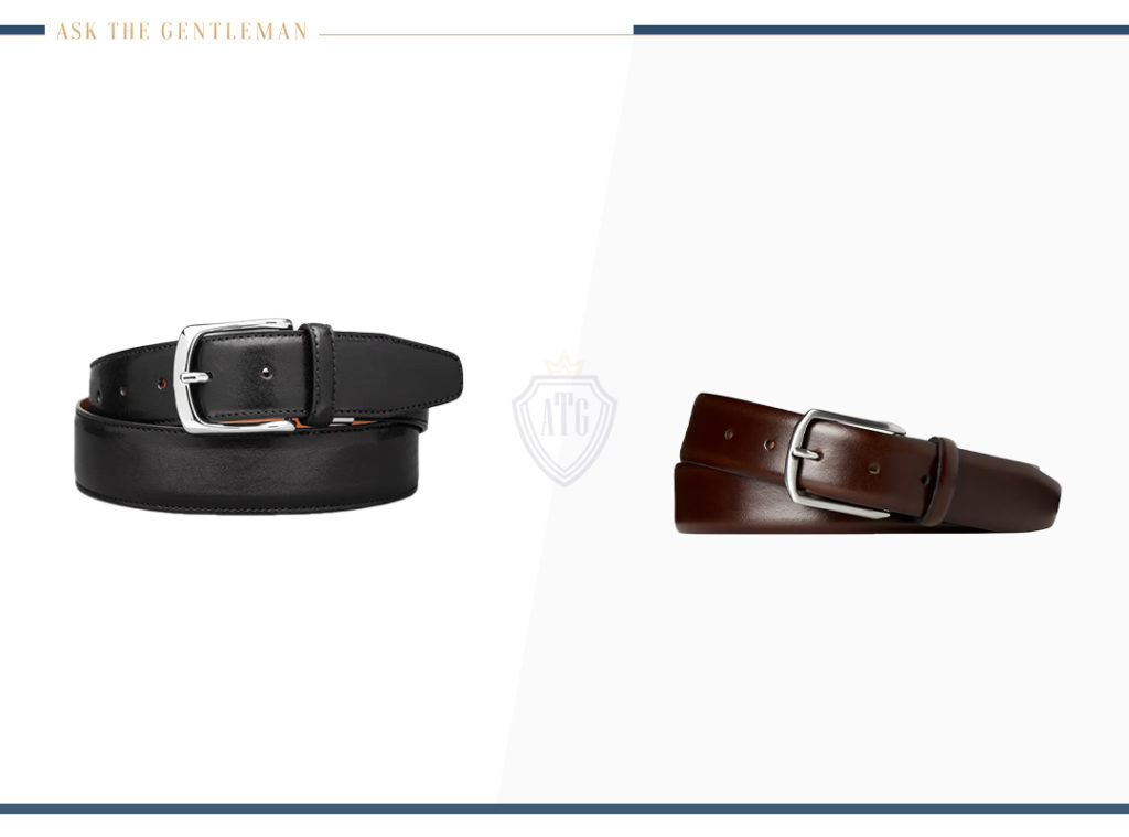 Black and brown formal dress belts