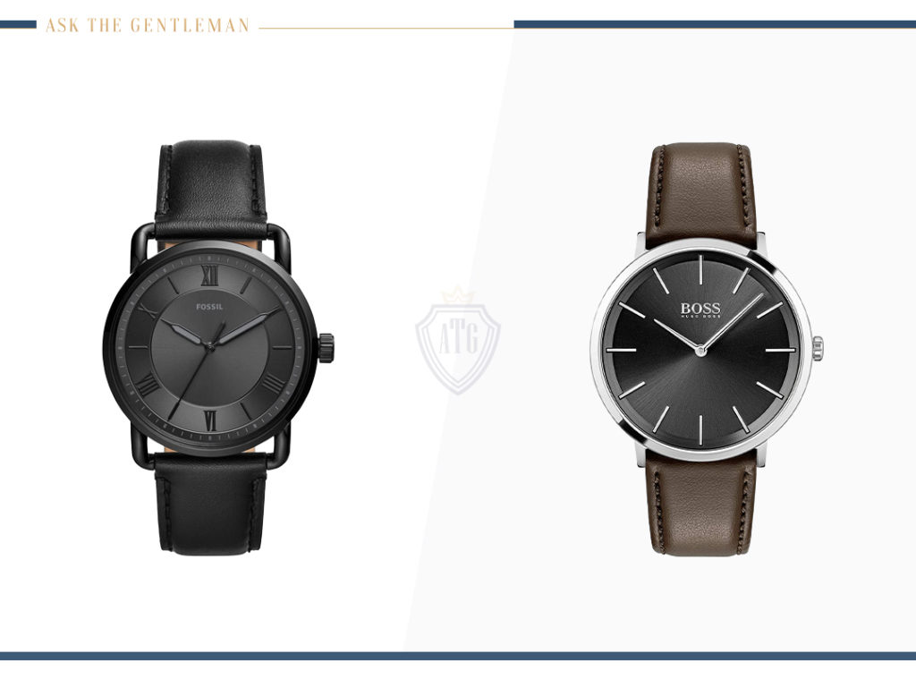 Black vs. brown formal dress watches