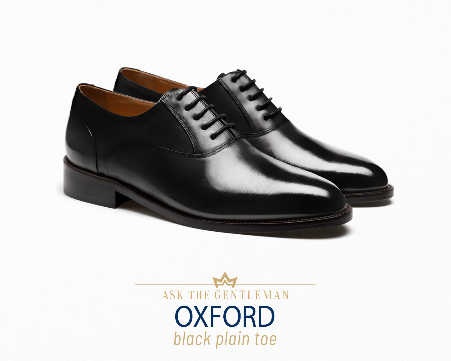 Black plain-toe oxford shoe