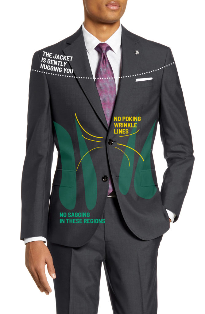 Black suit fit: flawless jacket closure