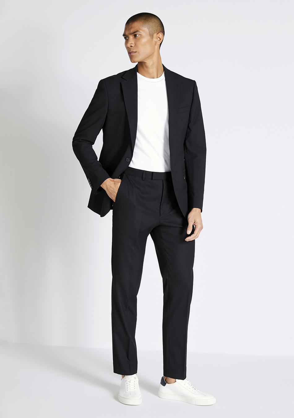 Black suit white shoes sale