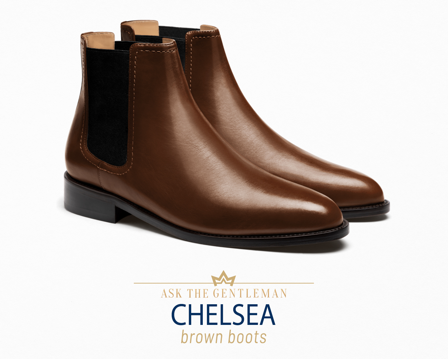 Brown chelsea outlet boots with suit