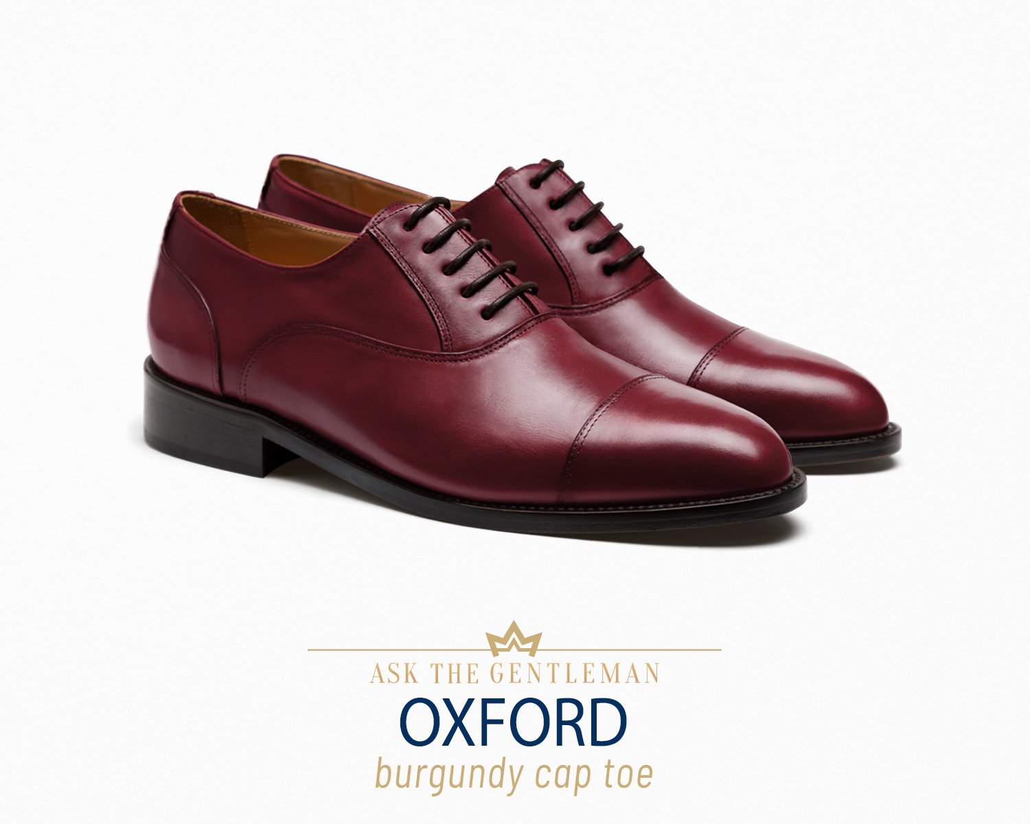 Burgundy cap-toe Oxford shoe