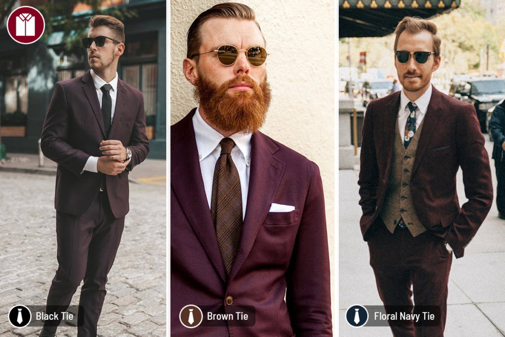 burgundy suit brown tie