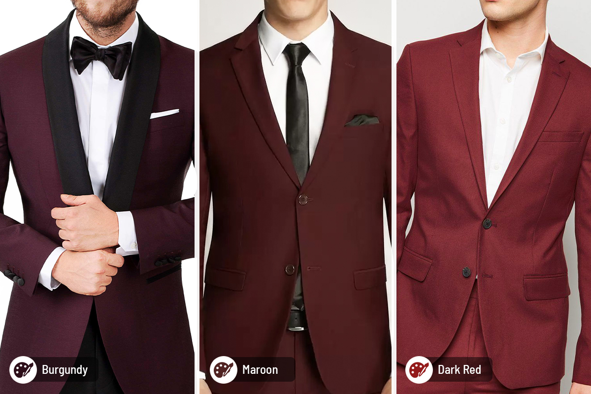 Burgundy vs. maroon vs. dark red suit colors