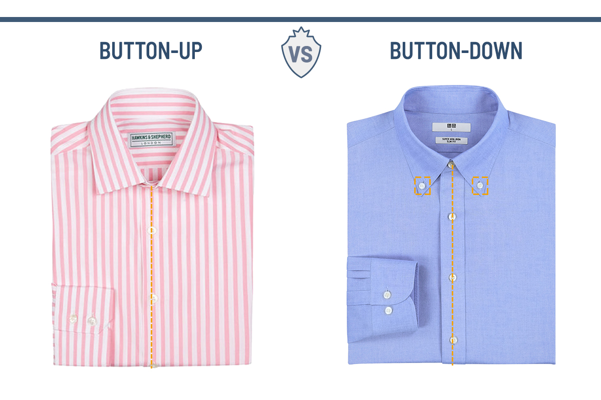 Button-up vs. button-down shirt button positions
