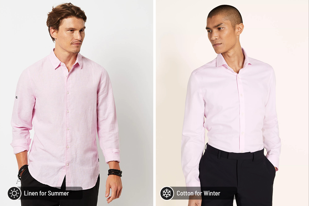 Cotton vs. linen: pink shirt fabric differences