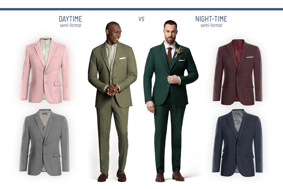 Daytime vs. night-time suit colors for men