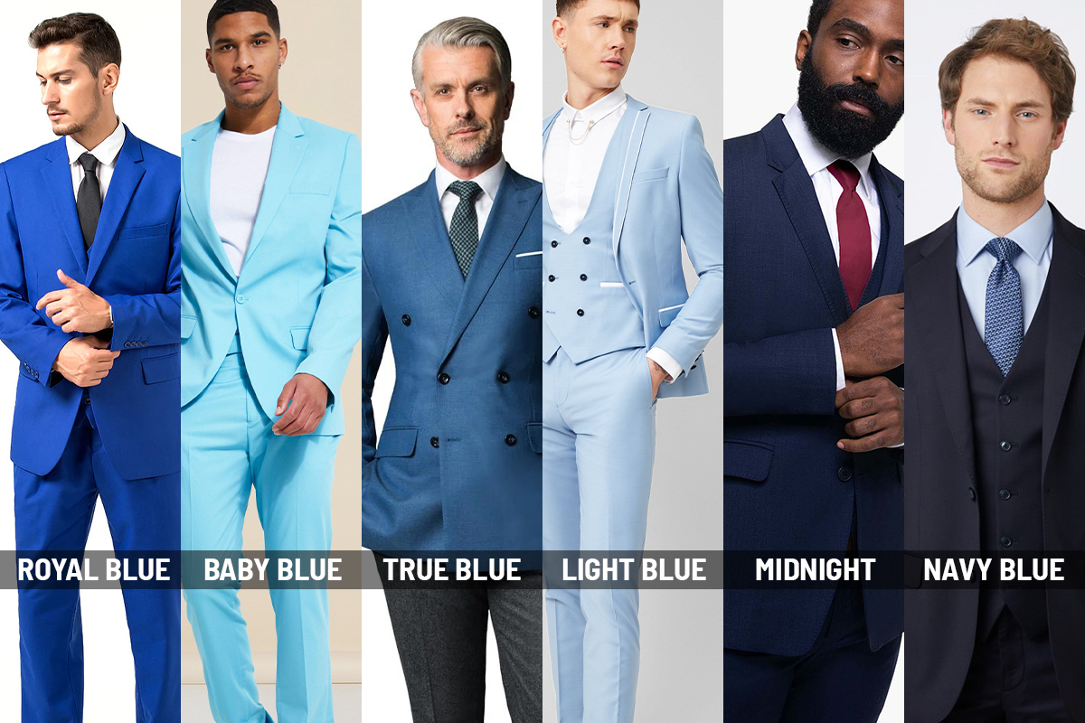 Different blue suit shades