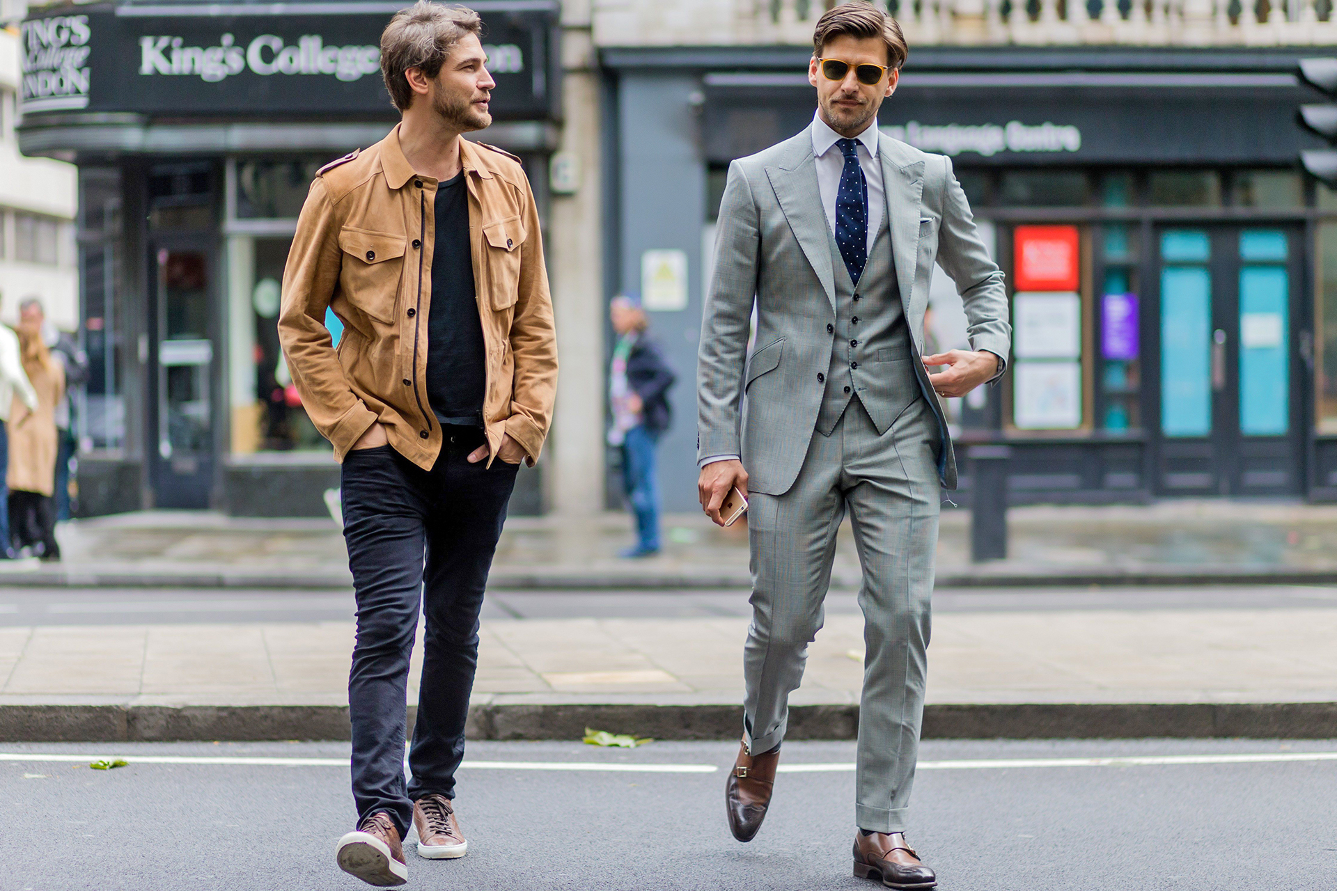 Different men's shop styles of dressing