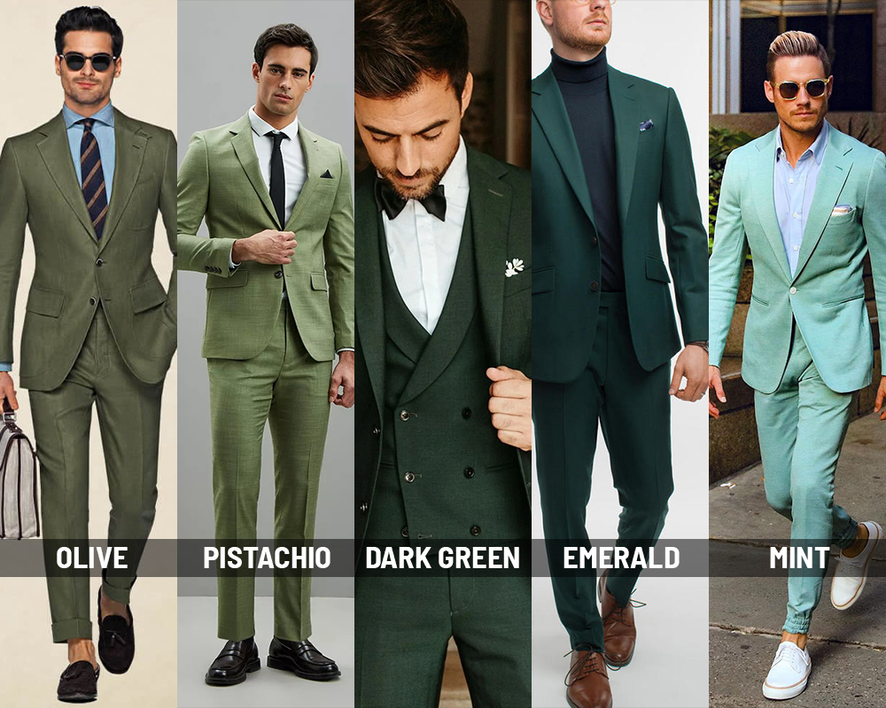 Different green suit shades