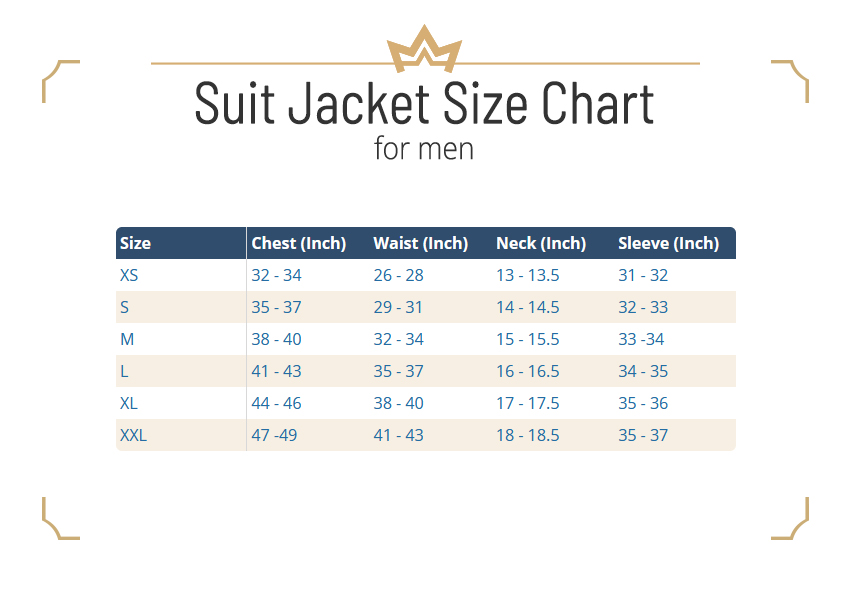 Suit on sale jacket measurements