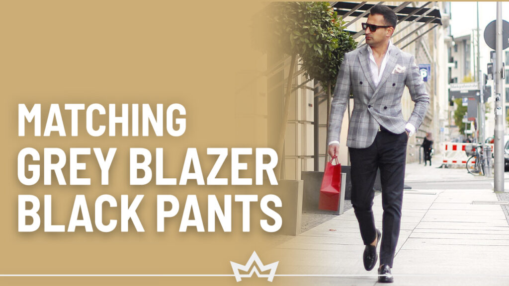 Different ways to match a grey blazer and a black pants
