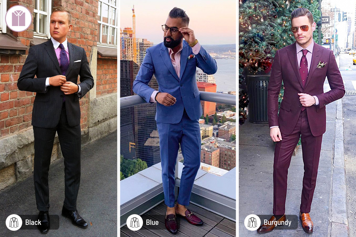 Different ways to wear a pink dress shirt with a suit