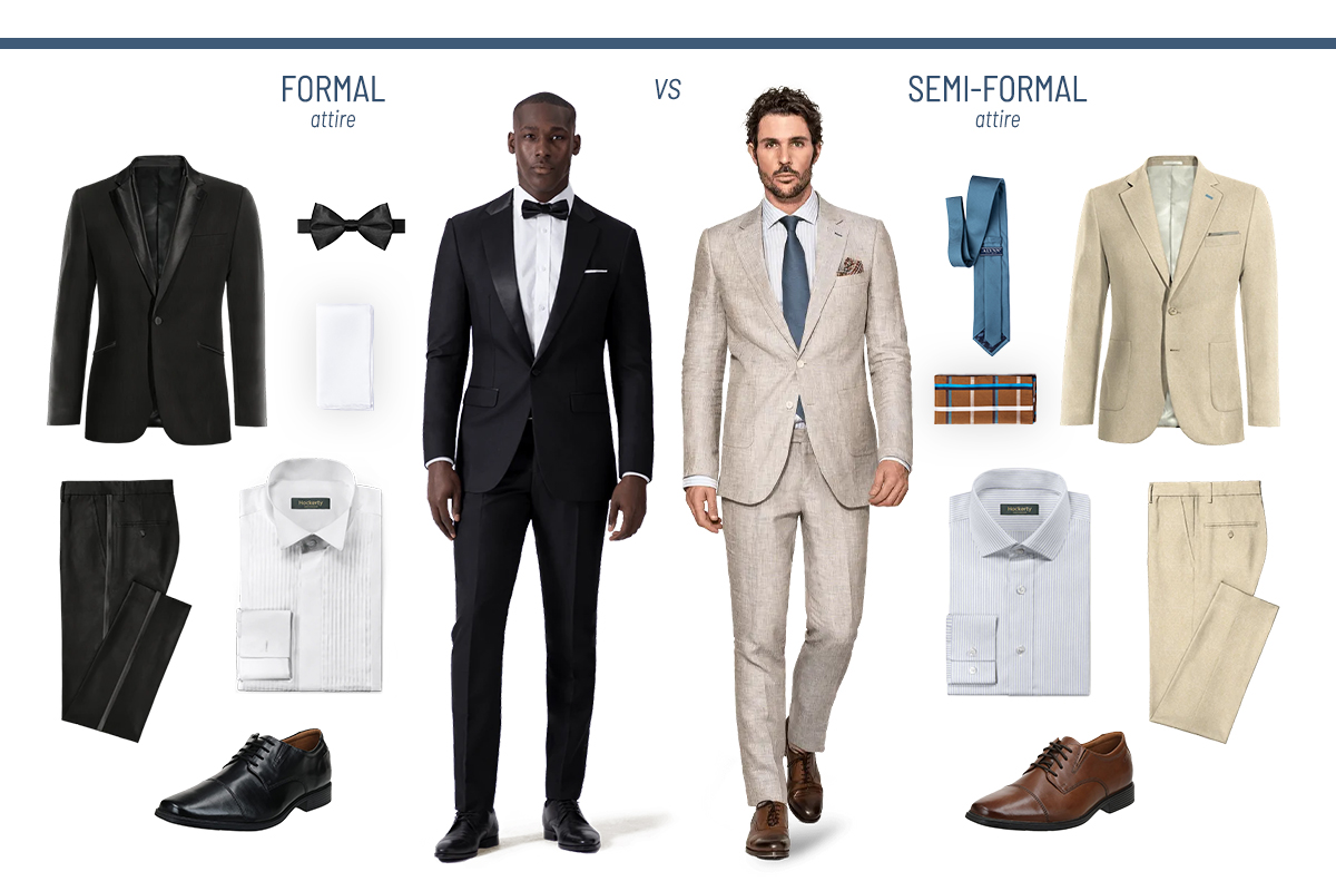 Formal attire vs. semi-formal attire for men