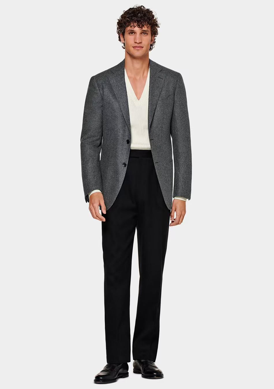 Charcoal suit jacket shop with black pants