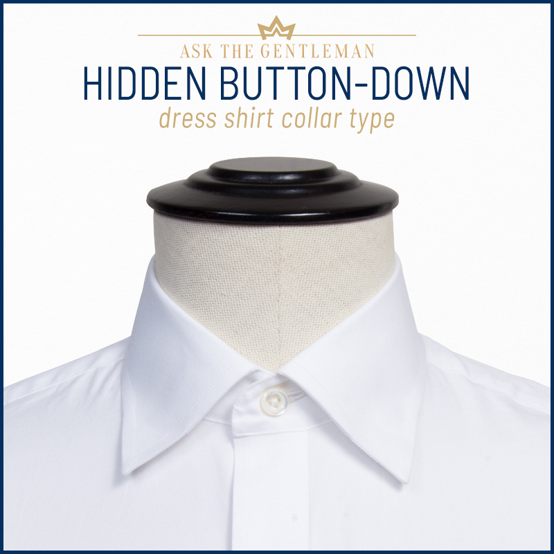 Hidden button-down dress shirt collar type