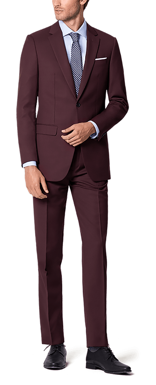 Single-breasted, wool blends, maroon suit by Hockerty