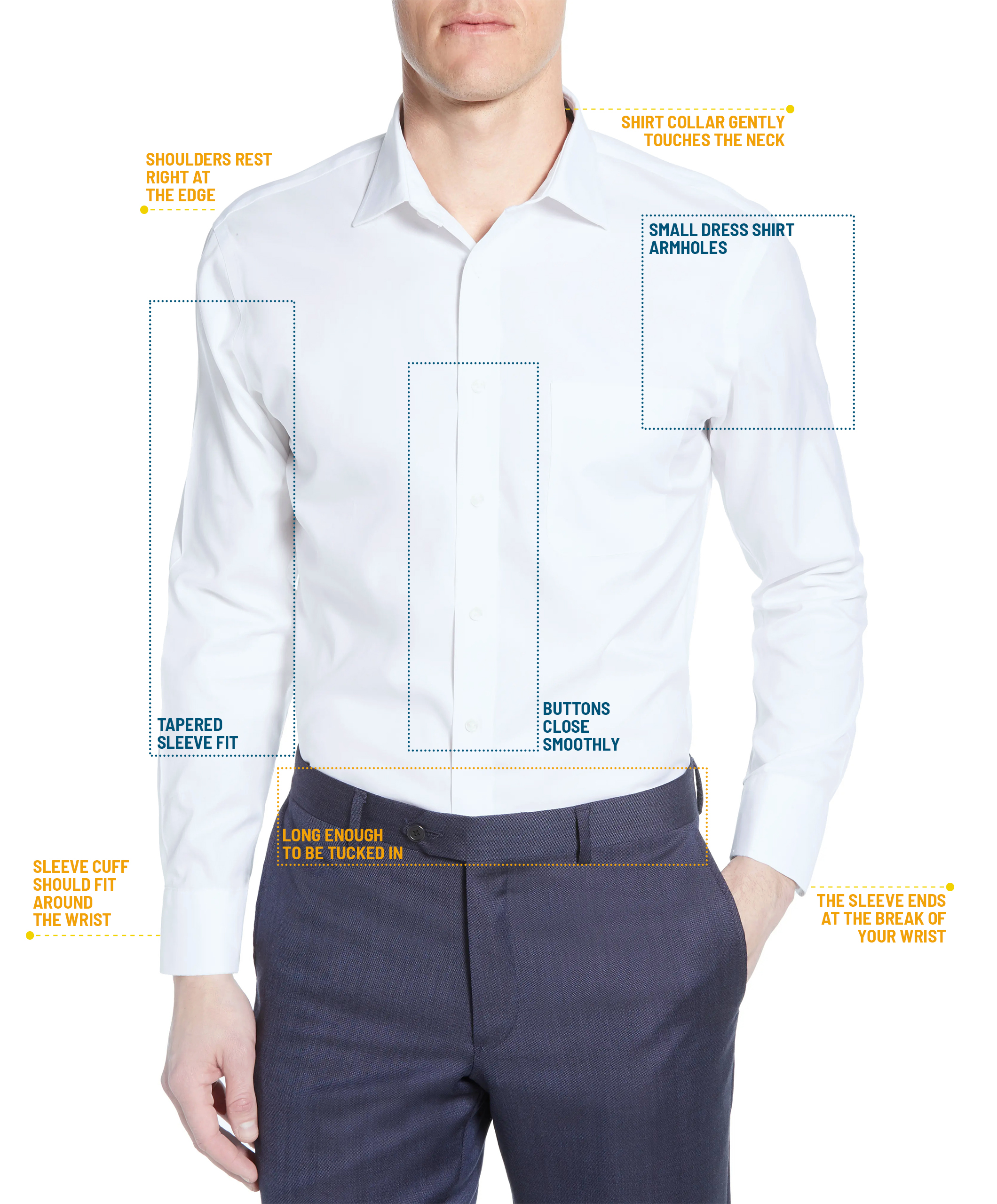 How should a blue dress shirt fit