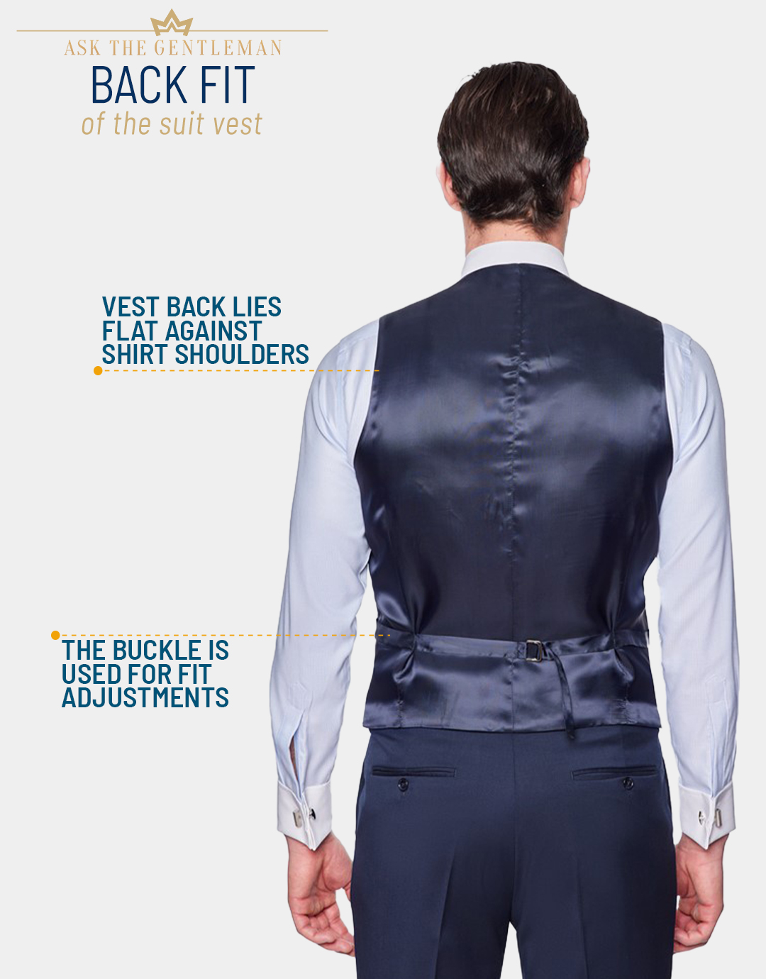 How should the suit vest back fit