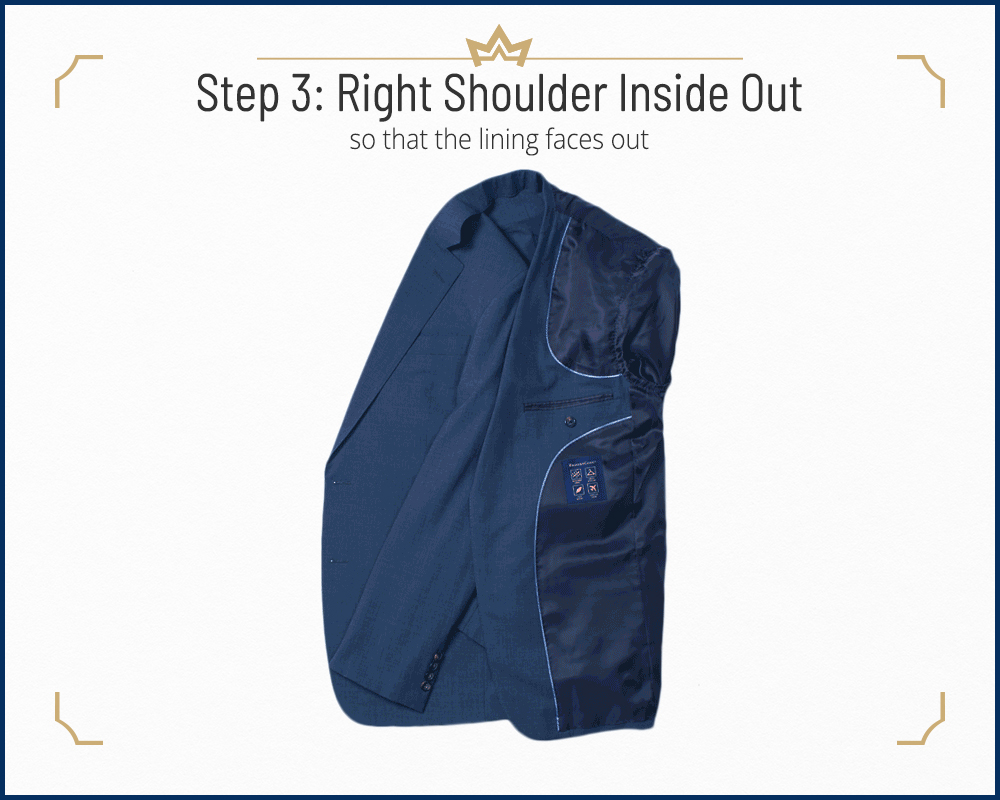 Step 3: Turn the right shoulder inside out