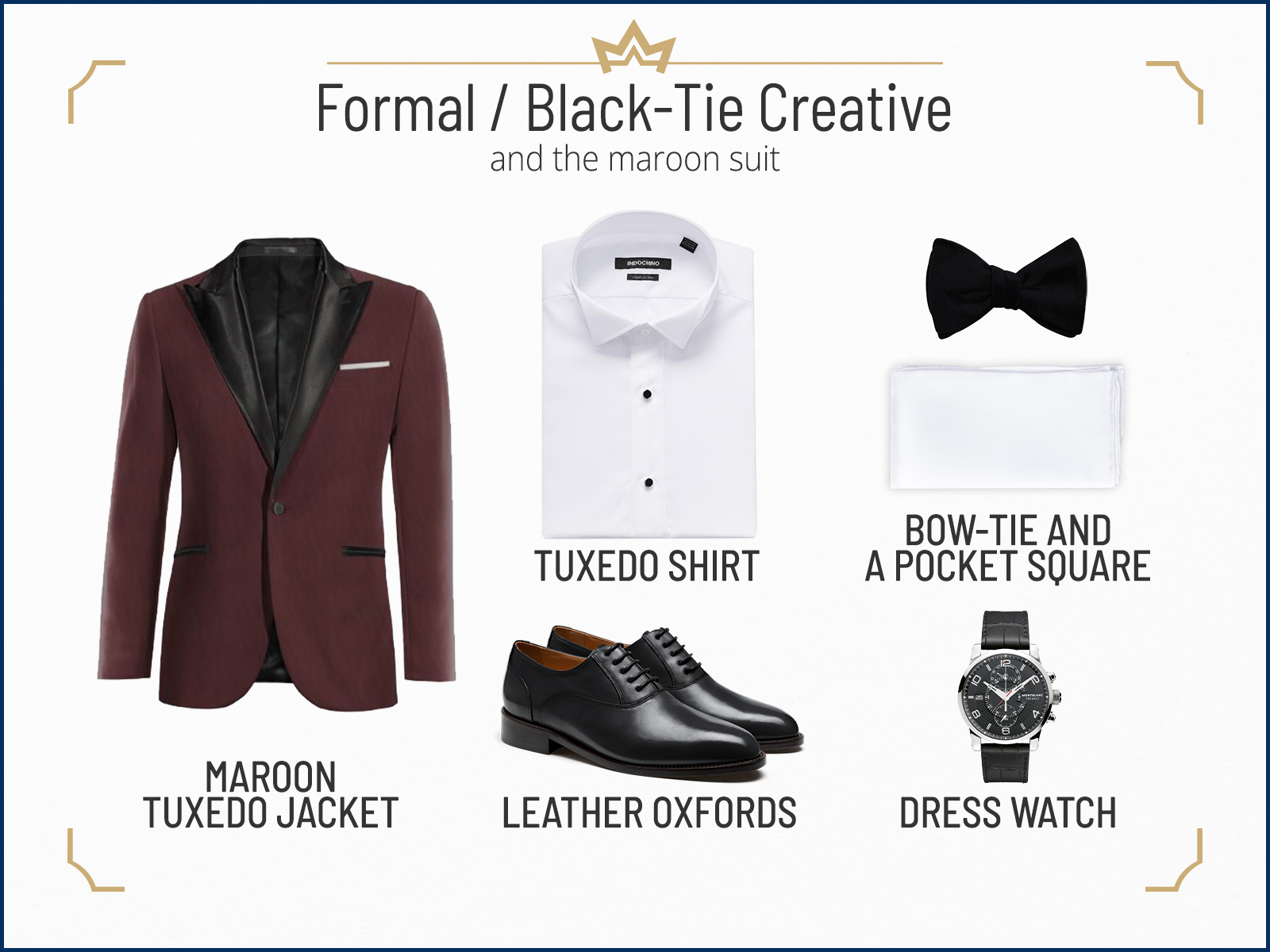 How to pair the maroon suit to a formal black-tie event