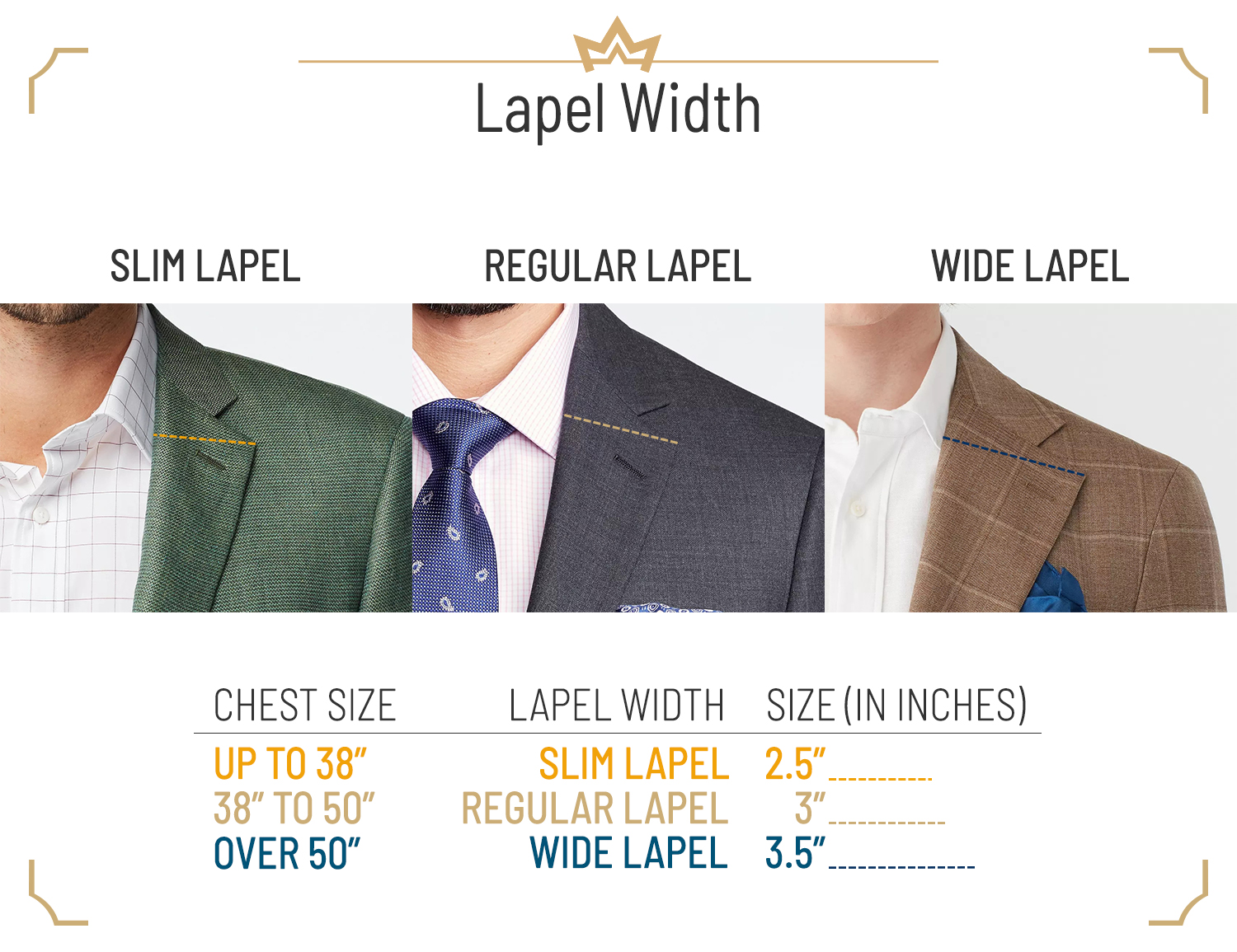 Suit jacket lapel width
