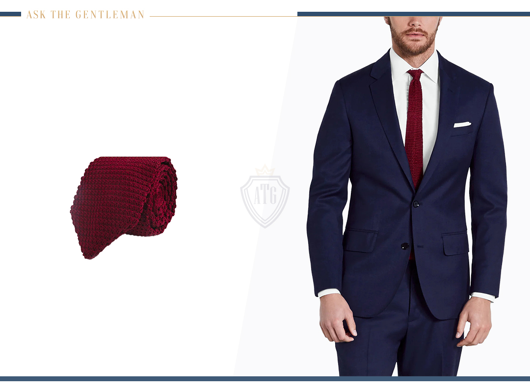 How to wear a blue suit with a burgundy tie