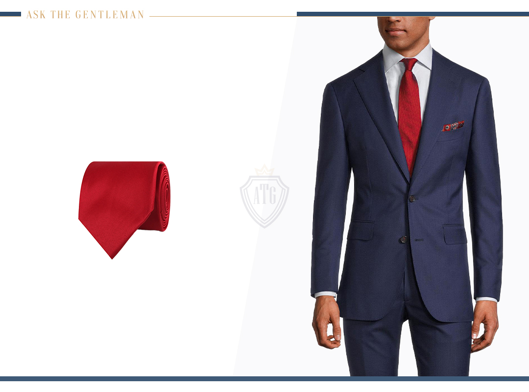 How to wear a blue suit with a red tie
