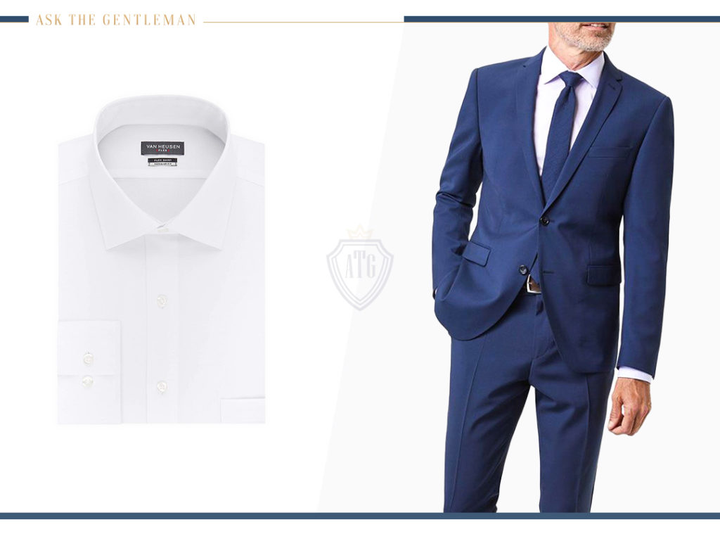 How to wear a blue suit with a white dress shirt