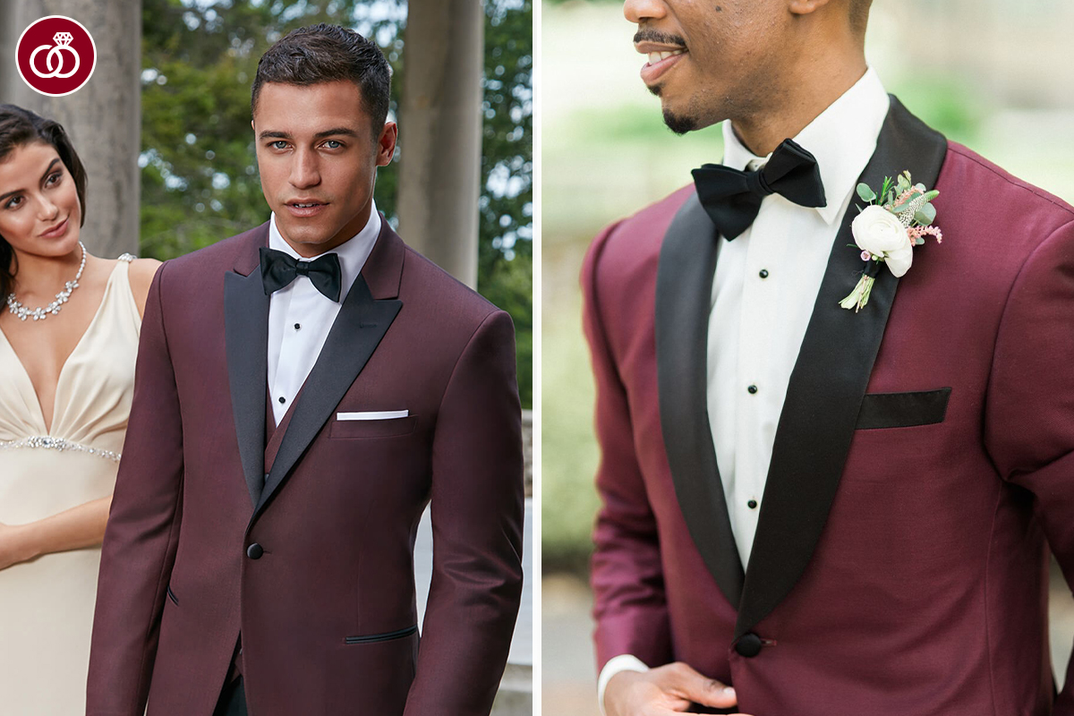 Tux with hot sale burgundy tie