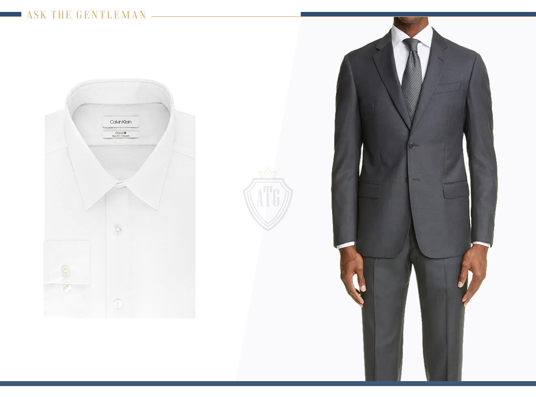 How to wear a dark grey suit with a white shirt