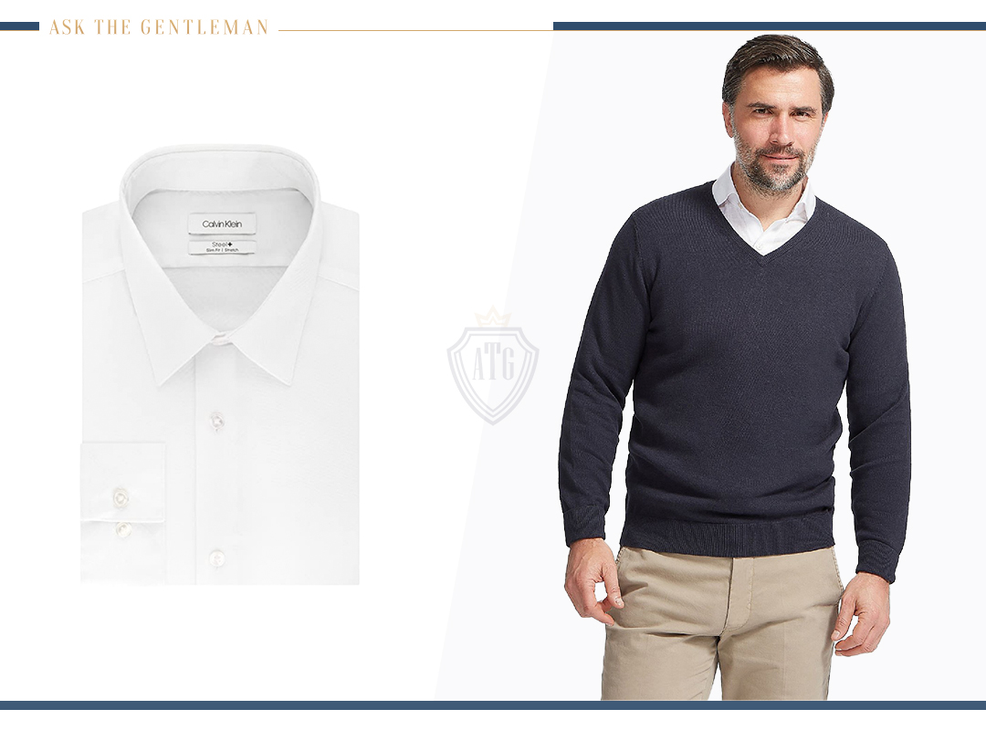 Dress shirt best sale under sweatshirt