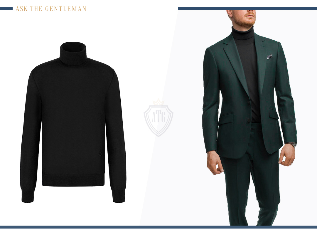 How to wear a green suit with a turtleneck