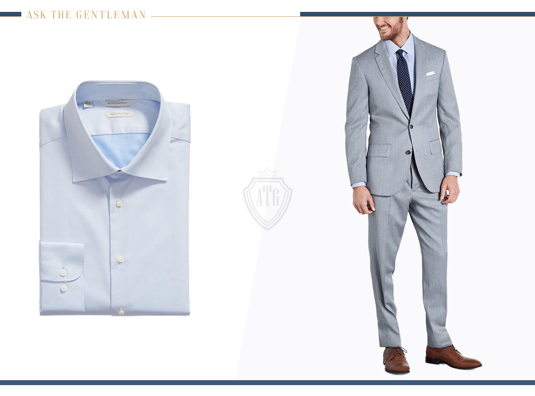 How to wear a grey suit with a light blue shirt