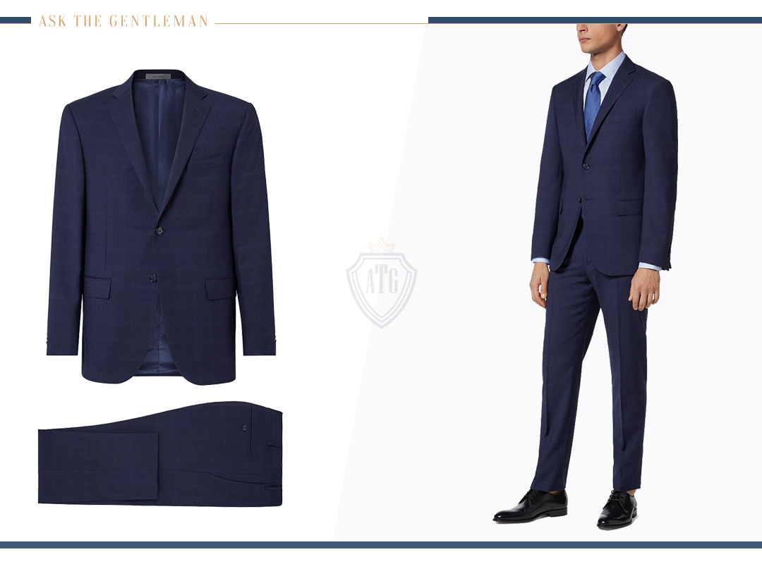 How to wear a navy blue wool suit