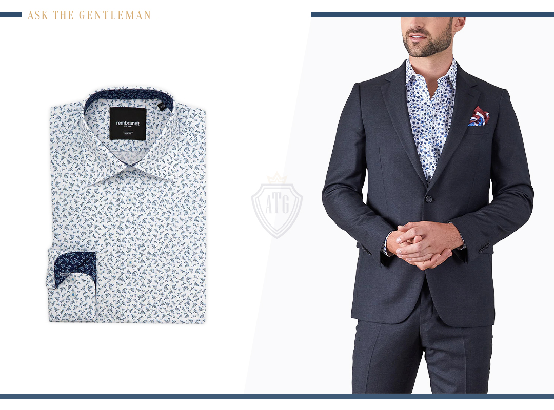 How to wear a navy suit with a floral shirt