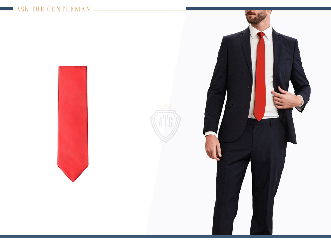 How to wear a navy suit with a red tie and white shirt