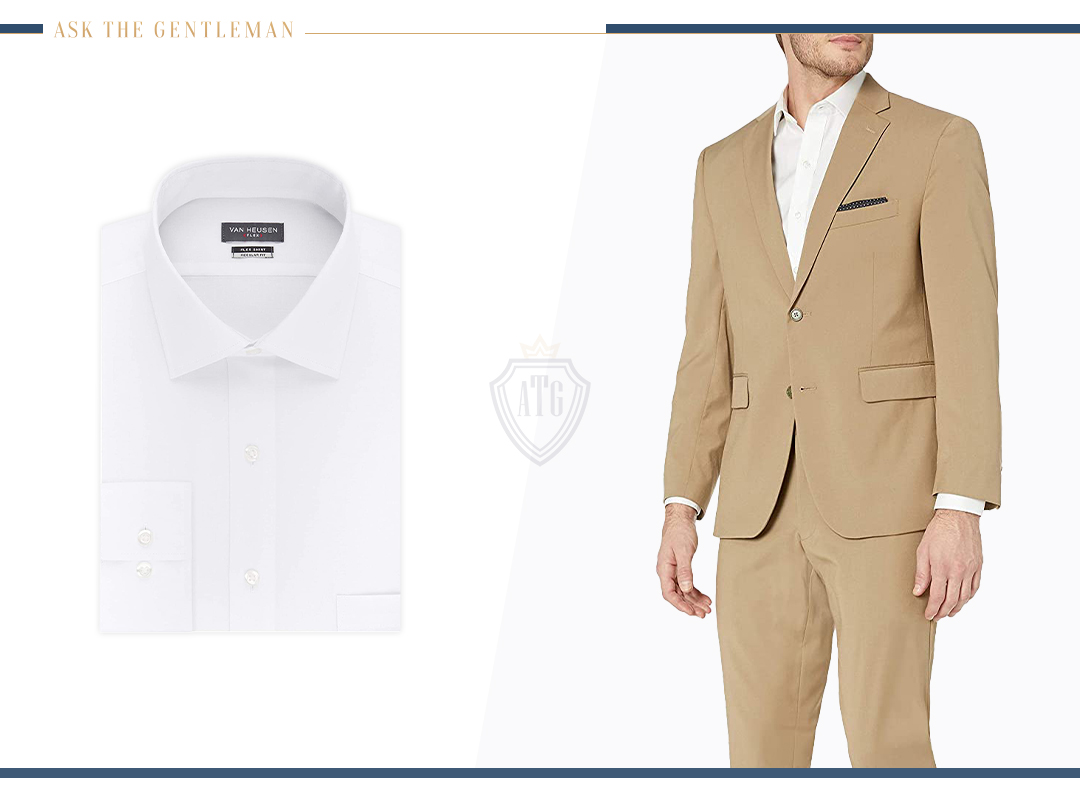 Agency-Ops TAN SUIT & WHITE SHIRT with LIGHT-TAN (ASIAN