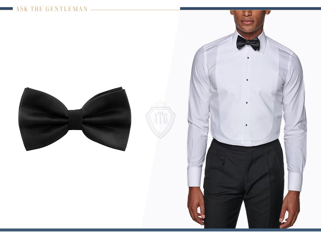 How to wear a black bow tie with a tuxedo shirt