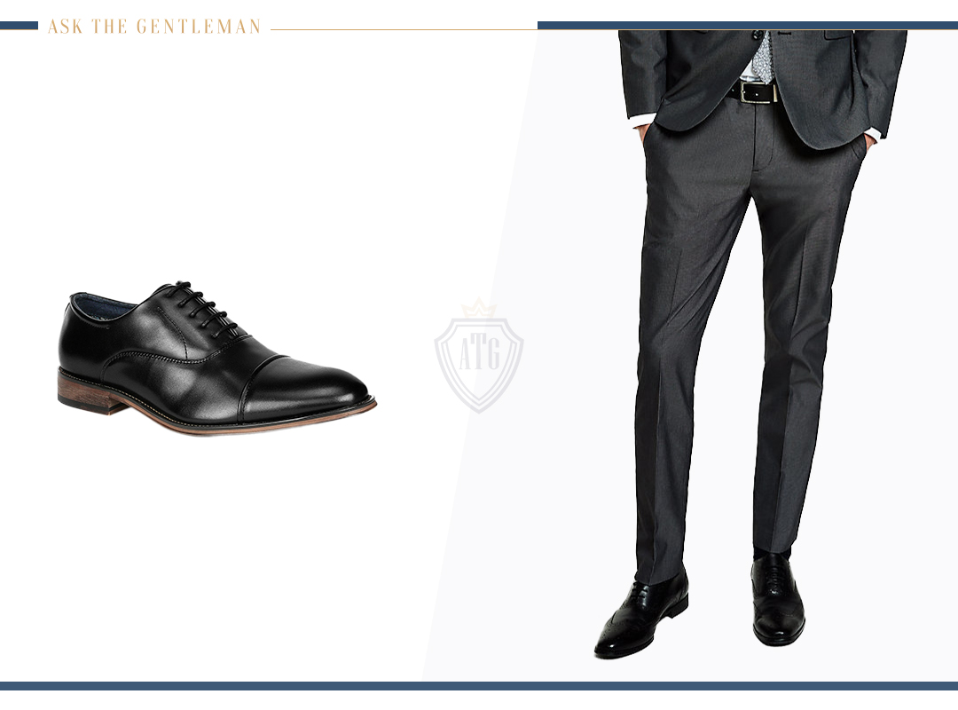 How to wear a charcoal grey suit with black dress shoes