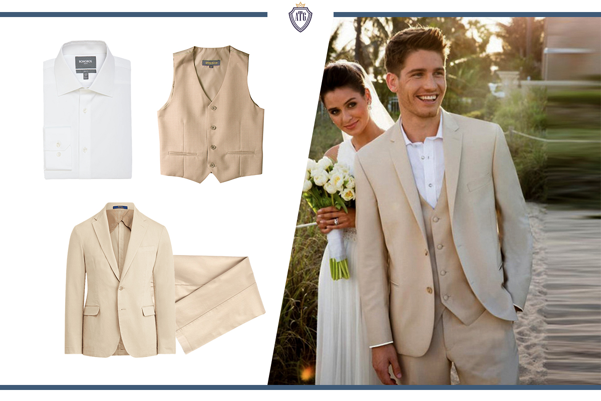 How to wear a full khaki suit to a wedding