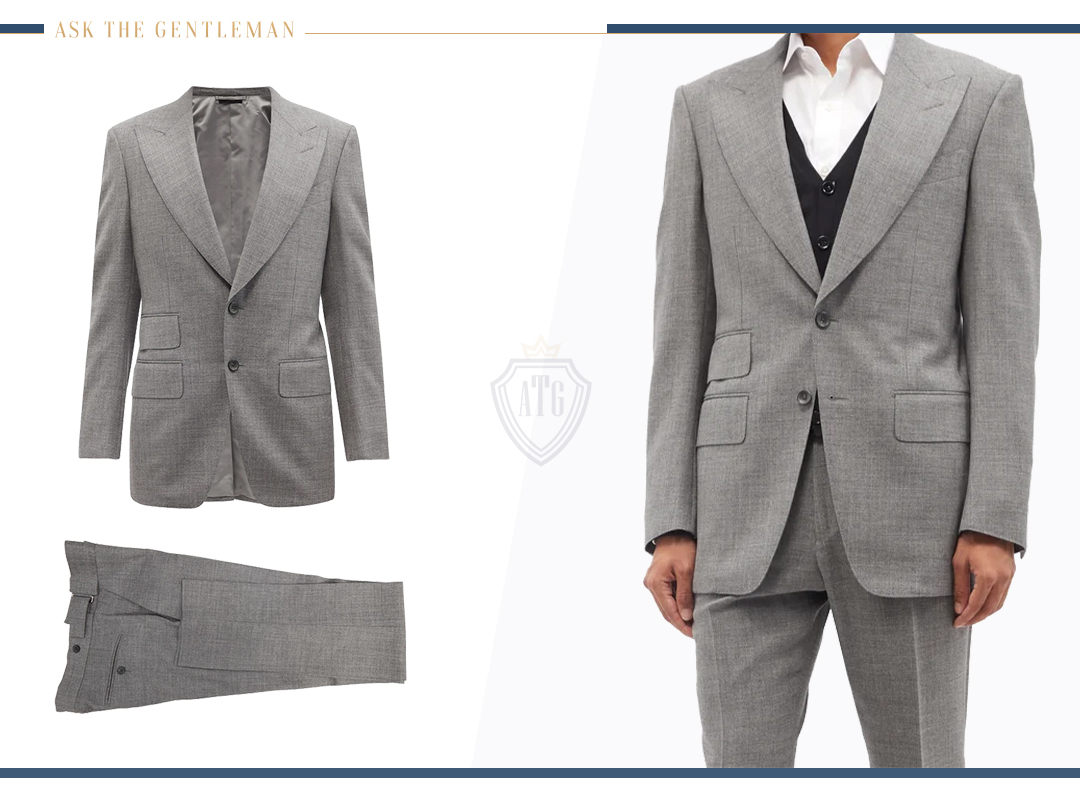 Light-grey fresco wool suit with a white dress shirt for the summer