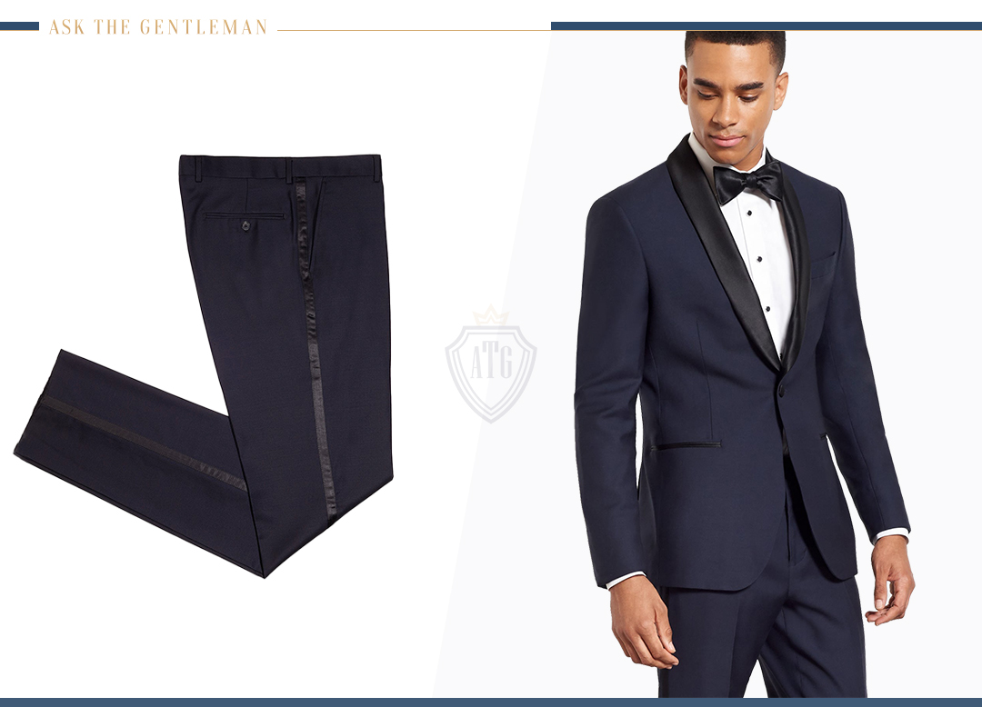 How to wear midnight blue tuxedo jacket and pants formally