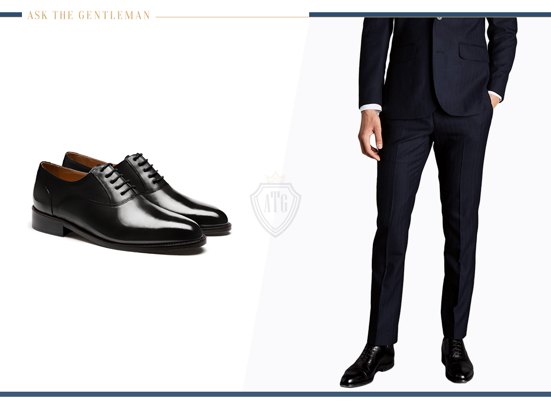 Navy Blue Suit with Black Formal Shoes