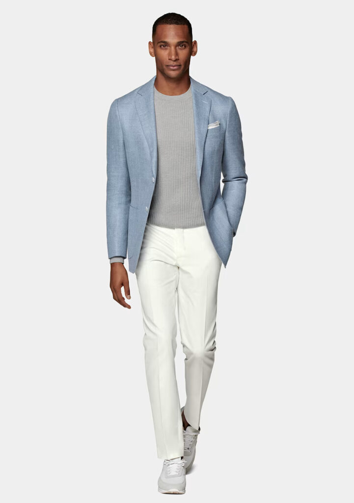 Grey blazer 2025 white pants